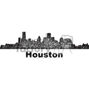 black and white city skyline vector clipart USA Houston