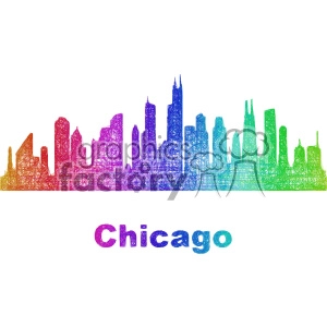 city skyline vector clipart USA Chicago