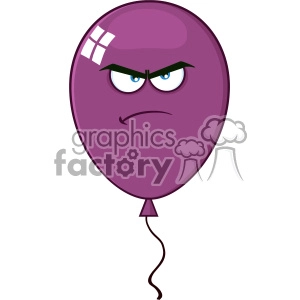 10749 Royalty Free RF Clipart Angry Purple Balloon Cartoon Mascot Character Vector Illustration