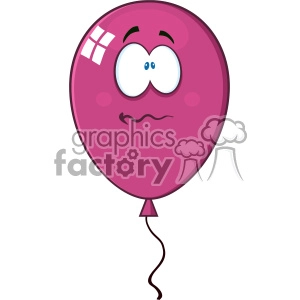 The clipart image depicts a cartoon mascot character in the shape of a purple balloon with a nervous looking face. 