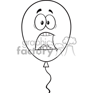 10754 Royalty Free RF Clipart Scared Black And White Balloon Cartoon Mascot Character Vector Illustration