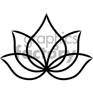 The image depicts a simple and stylized black outline of a lotus flower, suitable for a tattoo design.