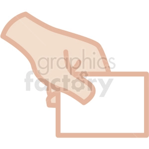 white hand holding card vector icon