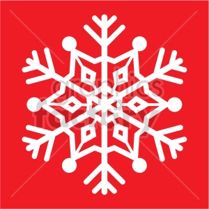 snowflake on red square vector rf clip art