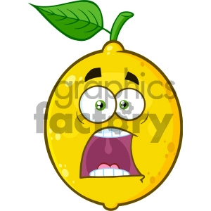 Royalty Free RF Clipart Illustration Scared Yellow Lemon Fruit Cartoon Emoji Face Character With Expressions A Panic Vector Illustration Isolated On White Background