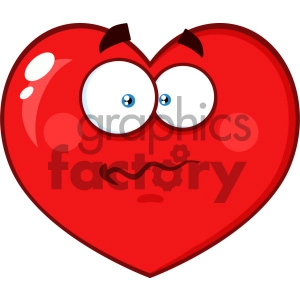 Worried Red Heart Cartoon Emoji Face Character With Confused Expression Vector Illustration Isolated On White Background