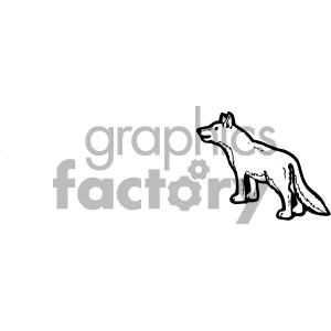 The clipart image shows a side profile of a dog in an outline style. The dog appears to be in a standing position with its head turned slightly upwards.