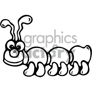 cute cartoon caterpillar black white