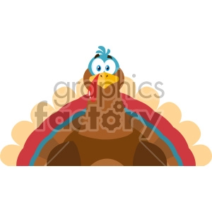 half Turkey Bird Cartoon Mascot Character Vector Illustration Flat Design Isolated On no Background