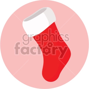 christmas stocking on pink circle background icon