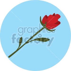 single red rose vector icon on blue background