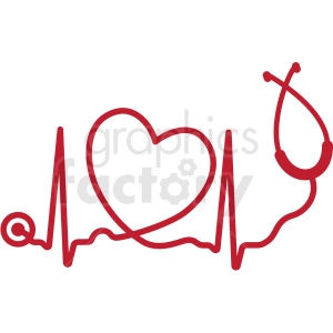 heartbeat with heart stethoscope svg cut file