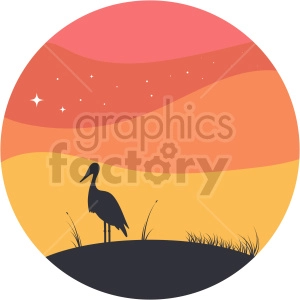stork sunrise vector clipart icon
