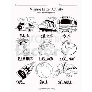 missing letter activity printable sheet