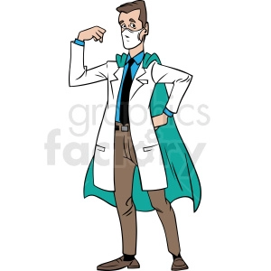 cartoon doctor wearing hero cape vector clipart
