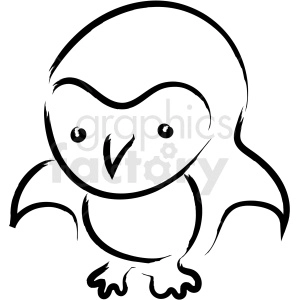 The image is a simple black and white line drawing or clipart of a penguin. The penguin is stylized with basic shapes and lines, giving it a cartoonish look.