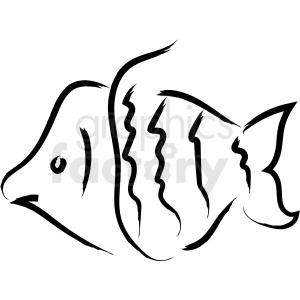 The clipart image depicts a simple, stylized drawing of a fish. The fish has prominent fins and a clear outline that suggests movement or fluidity.
