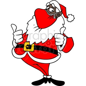black Santa wearing mask holding thumbs up vector clipart