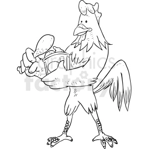 chicken eating drumstick vector clipart