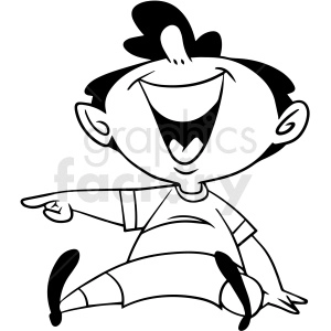 black and white boy sitting laughing vector clipart
