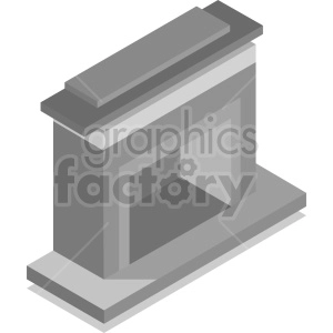 isometric fireplace mantel vector icon clipart 2