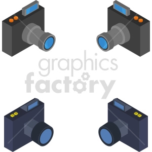 isometric camera bundle vector icon clipart