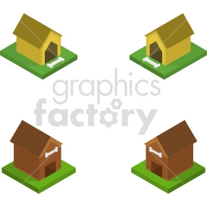isometric dog house vector icon clipart 1