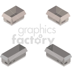 isometric boxes vector icon clipart 10