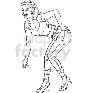 black and white pinup girl clipart