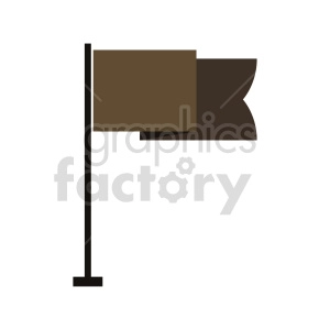 This image shows a minimalist flat design graphic of a flag. The flag displayed in the clipart is brown, hanging on a vertical flagpole, and the flag appears to be fluttering or waving slightly to the right as indicated by the flag's jagged right edge.