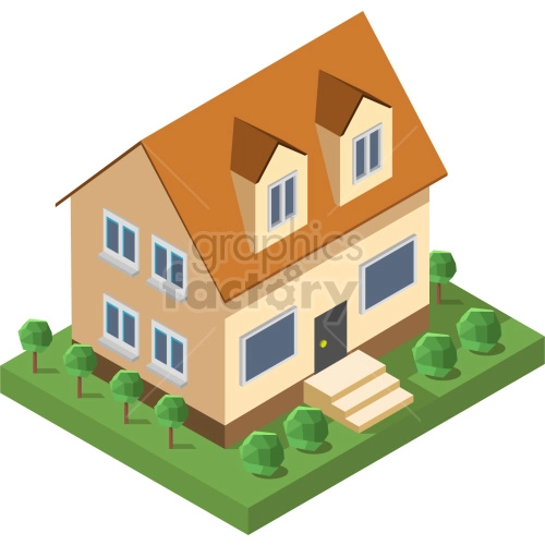 isometric house vector clipart