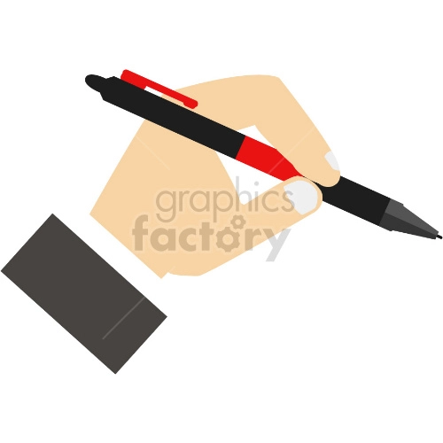 hand holding pen vector graphic clipart