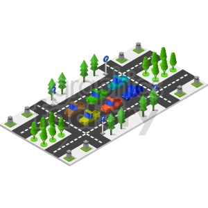 parking lot isometric vector clipart