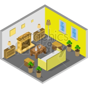 living room isometric vector graphic