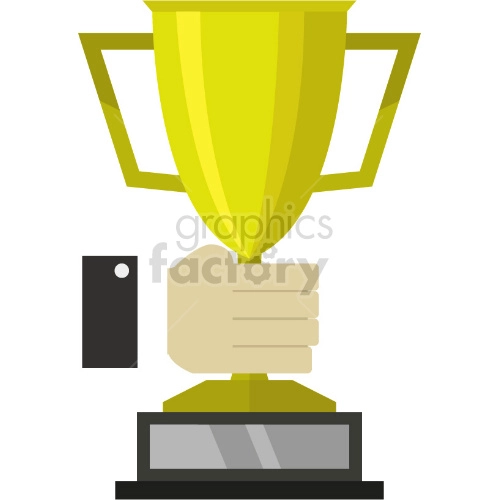 hand holding large gold trophy vector clipart