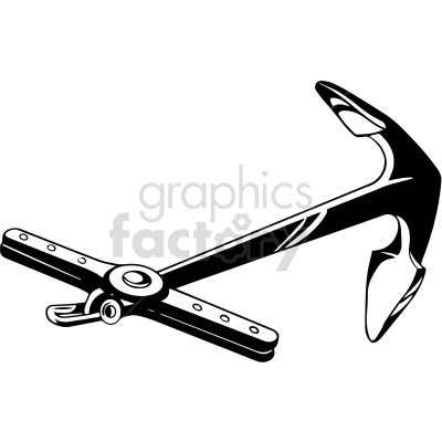 black and white anchor with chain link clipart