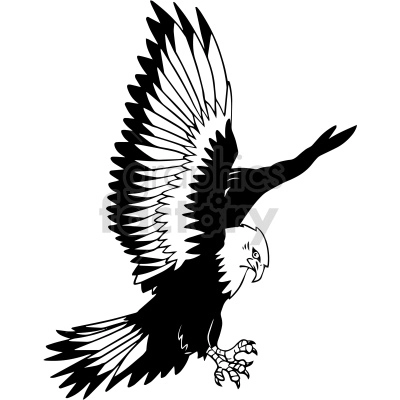 black white hunting eagle clipart