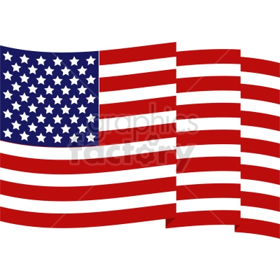 The clipart image shows the flag of the United States of America, which features thirteen horizontal stripes alternating between red and white, and a blue rectangle in the upper left corner with 50 white stars representing the 50 states.
