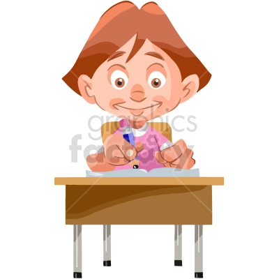 student sitting at desk vector