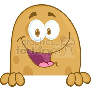 5177-Potato-Cartoon-Mascot-Character-Over-A-Sign-Royalty-Free-RF-Clipart-Image