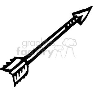 The image appears to be a black and white clipart of an arrow. The arrow features a pointed tip, a shaft, and a fletching at the end opposite the point.