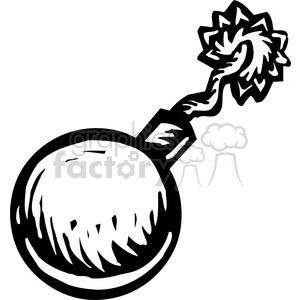 The image shows a stylized, cartoon-like drawing of a spherical bomb with a lit fuse. The fuse is depicted with lines indicating movement to suggest it's burning.