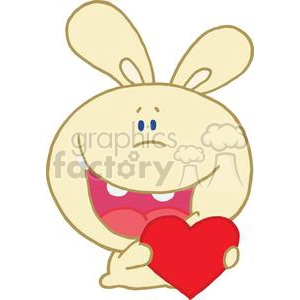 Romantic Yellow Rabbit Snuggles Heart