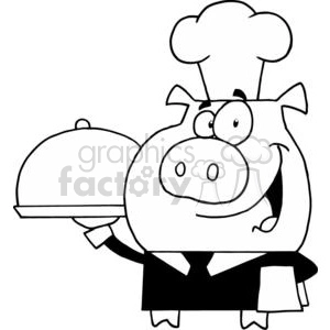 Waiter Pig In A Chefs Hat With A Serving Platter