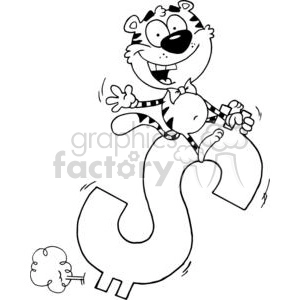 Excited Tiger Riding A Dollar Sign