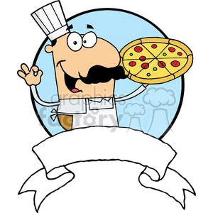 Pleased Male Pizza Chef With His Perfect Pepperoni Pizza Pie Banner