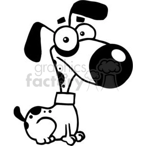 Black and white cute cartoon Dog