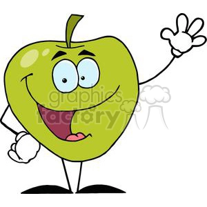2831-Happy-Cartoon-Apple-Waving-A-Greeting