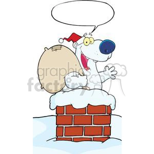3441-Happy-Santa-Polar-Bear-Waving-A-Greeting-In-Chimney-With-Speech-Bubble