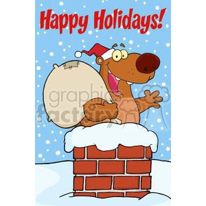 3430-Happy-Santa-Bear-Waving-A-Greeting-In-Chimney-With-Speech-Bubble